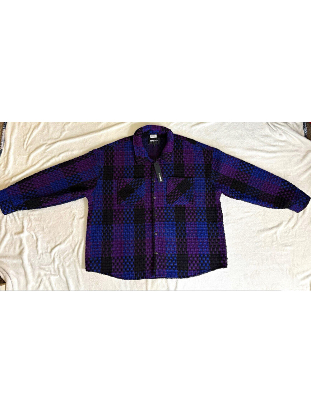 Nova Men Plaid Shacket Jacket XXXL Purple/Blue/Black Button Front Pockets NWT